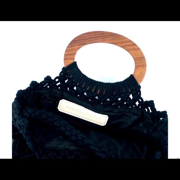 Danielle Nicole Black Macrame Handbag/Shoulder Bag - Picture 2 of 4